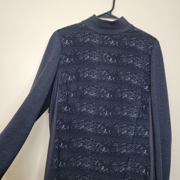 Akris Punto Mock-Neck Houndstooth Grey Striped Longsleve Sweater Dress - Picture 2 of 8